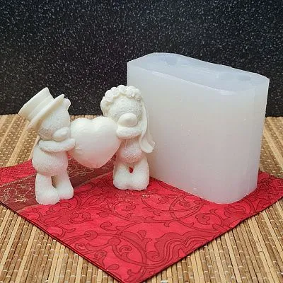 Силиконовая форма молд  3D Мишки жених и невеста №631