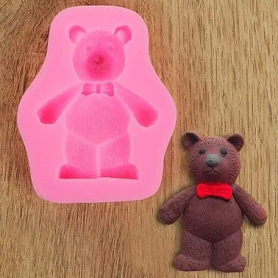 Силиконовая форма молд Мишка с бантиком 8х6,5 см
