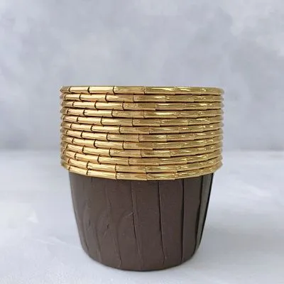 Форма/капсула бумажная "Маффин Коричневый золотой кант" (10шт) 50х40 мм