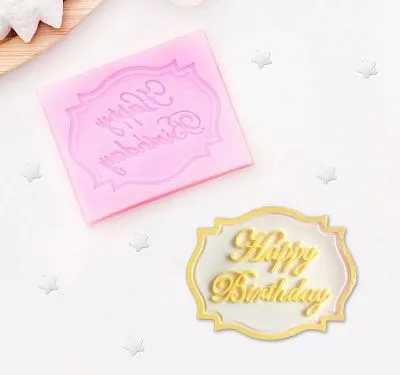 Силиконовая форма молд Табличка Happy Birthday 6,5х5,5 см