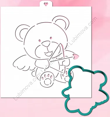 AL Форма+трафарет "Мишка с крылышками и луком"
