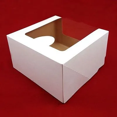 Коробка для торта Белая с окном, 18х18х10 см