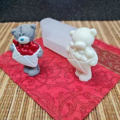 Силиконовая форма  молд 3D Мишка с конвертом сердец №581