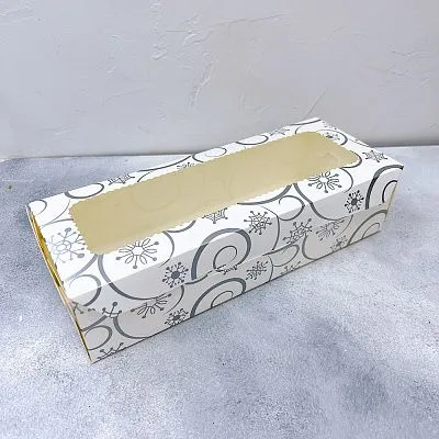 Коробка для зефира Снежинки с окном 25х10х6 см