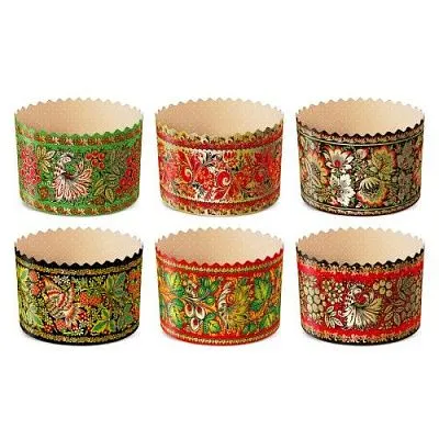 Формы для кулича "Хохлома", 90х90 мм, 10 шт