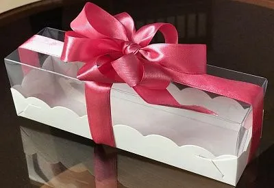 Коробка для макарон Белая ажурная пенал 19х5,5х5,5 см