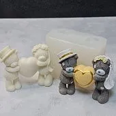 Силиконовая форма молд  3D Мишки жених и невеста №631