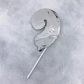 Шар топпер самонадувающийся Цифра 9 с палочкой для торта Серебро