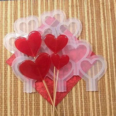 Силиконовая форма для леденцов Сердечки №6 №242, 7,5 см 5 ячеек