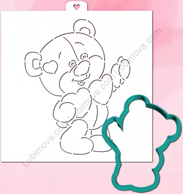 AL Форма+трафарет "Мишка с сердечками в лапах"