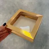 Коробка для клубники в шоколаде золото 15х15х4 см