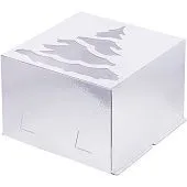 Коробка для торта с окном Серебро "Елка", 30х30х19 см