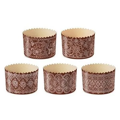 Формы для кулича "Кружево Серебро" диаметр дна 60х45 мм, 10 шт