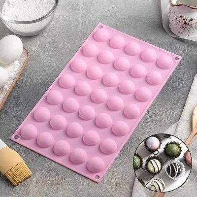 Форма силиконовая Полусфера 35 ячеек, 30х17,5 см, d=2,7 см