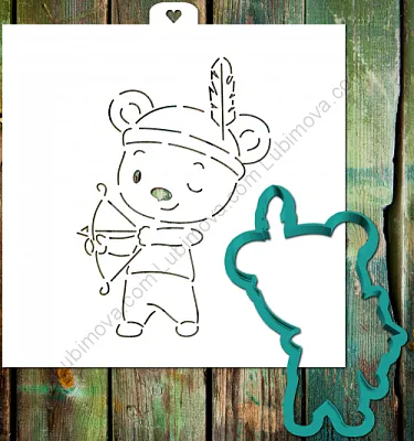 AL Форма+трафарет "Мишка индеец", 11 см