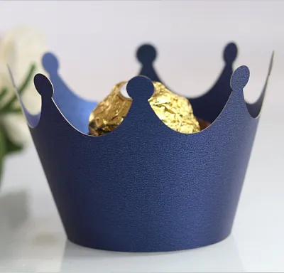 Манжетка для капкейка "Корона Синяя" 25 шт.