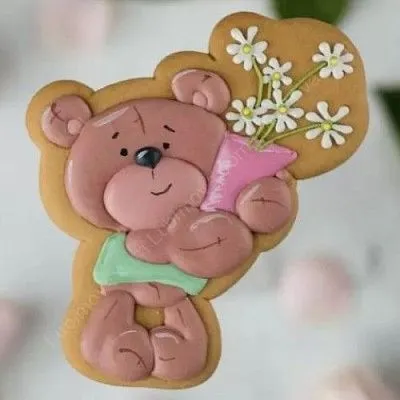 Форма и трафарет "Мишка с букетом"