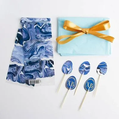 Пасхальный набор для украшения кулича «Гжель», 12х16 см