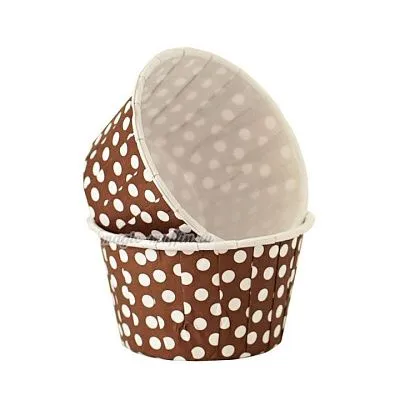 Форма бумажная капсула Маффин Коричневый/белый горох 100шт 50х40 мм