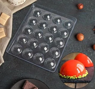 Форма для шоколада "Полусфера", пластик, 20 ячеек, 23,6х18,8 см (4х4х1,8 см)