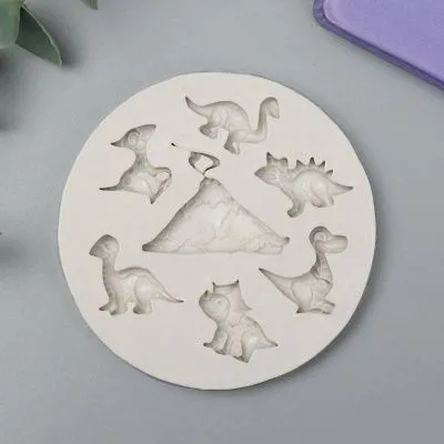 Силиконовая форма молд Динозаврики и вулкан 1х7,3х7,3 см