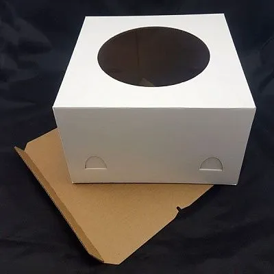 Коробка для торта Белая усиленная с окном, 30х30х19 см