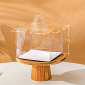Коробка для бенто-торта и кулича с ручкой, 15х15х13 см