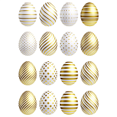 Лист для переноса рисунка на леденцы "Пасхальные золотые яйца", под силиконовую форму яйца без дна, 16 штук.