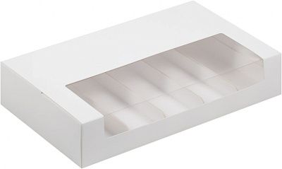 Коробка для эклеров и эскимо белая с 4 вкладышами  25х15х5 см