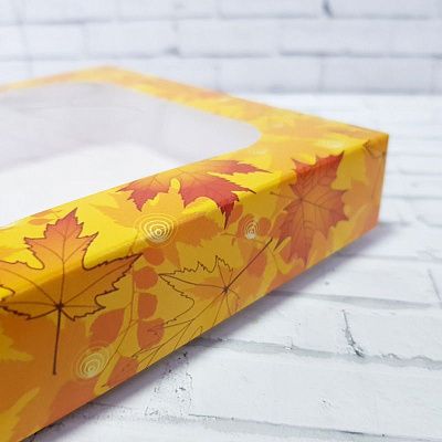 Коробка Осенняя с окном, 20х12х3,5 см