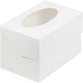 Коробка на 2 капкейка Белая с окном классика 16х10х10 см