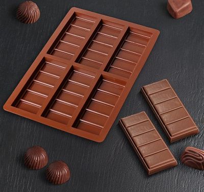 Форма для шоколада «Плитка», 26×17×1,5 см, 6 ячеек (11,3×4,4 см)