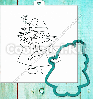 AL Трафарет+формочка "Дедушка Мороз с новогодней елкой" 11 см