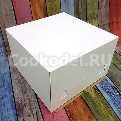 Коробка для торта Белая усиленная без окна, 30х30х19 см