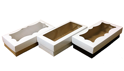Коробка для пряников и зефира Белая с фигурным окном 21х11х5,5 см