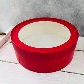Коробка шляпная для зефира и макаронс Красная, d 20 см, h 7 см
