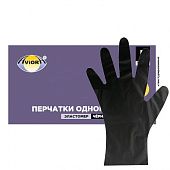 Перчатки одноразовые Эластомер AVIORA, черные, виниловые размер XL, 1 ПАРА