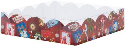Коробка Новогодняя почта с пластиковой крышкой 20х12х3,5 см