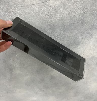 Коробка для 5 конфет с пластиковой крышкой Черная, 23,5х7х3 см