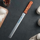 Нож для нарезки бисквита, двусторонний (зубцы/ровный край), 25 см
