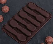 Форма силиконовая для шоколада "Ложечки" 18х12х1,2 см, 6 ячеек