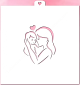 AL Трафарет "Мама с ребенком и сердцем"