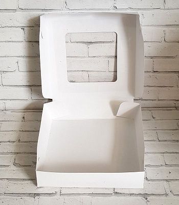 Коробка Эконом Белая с окном 12х12х3 см
