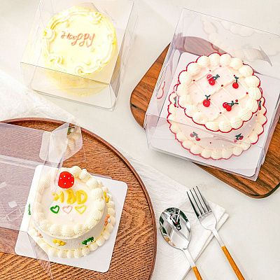 Коробка для бенто-торта и кулича с ручкой, 15х15х13 см
