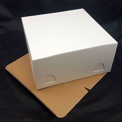 Коробка для торта Белая без окна усиленная, 28х28х14 см