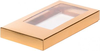 Коробка для плитки шоколада Золото с окном, 16х8х1,7 см