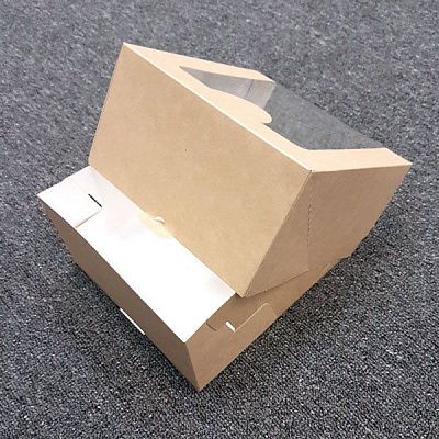 Коробка для торта Крафт с окном, 18х18х10 см