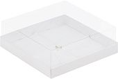 Коробка на 4 муссовых пирожных с пластиковой крышкой белая 17х17х6 см