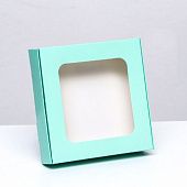 Коробка для кондитерских изделий Мятная с окном, 13х13х3 см