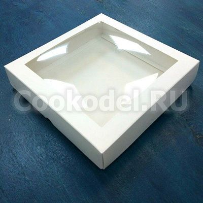 Коробка Белая с окном 20х20х4 см